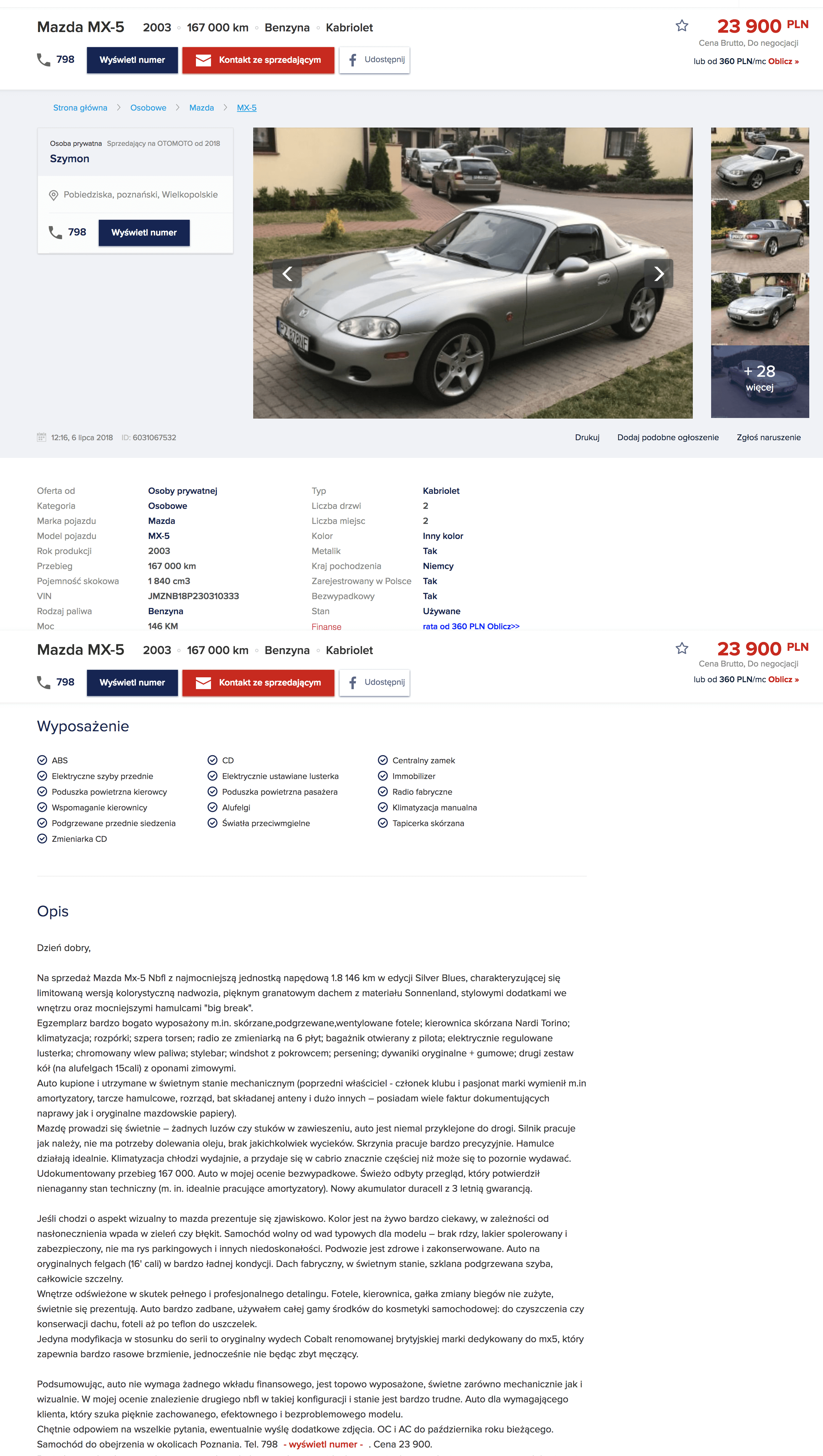 Używane Mazda MX 5   23 900 PLN  167 000 km  2003   otomoto pl (1).png