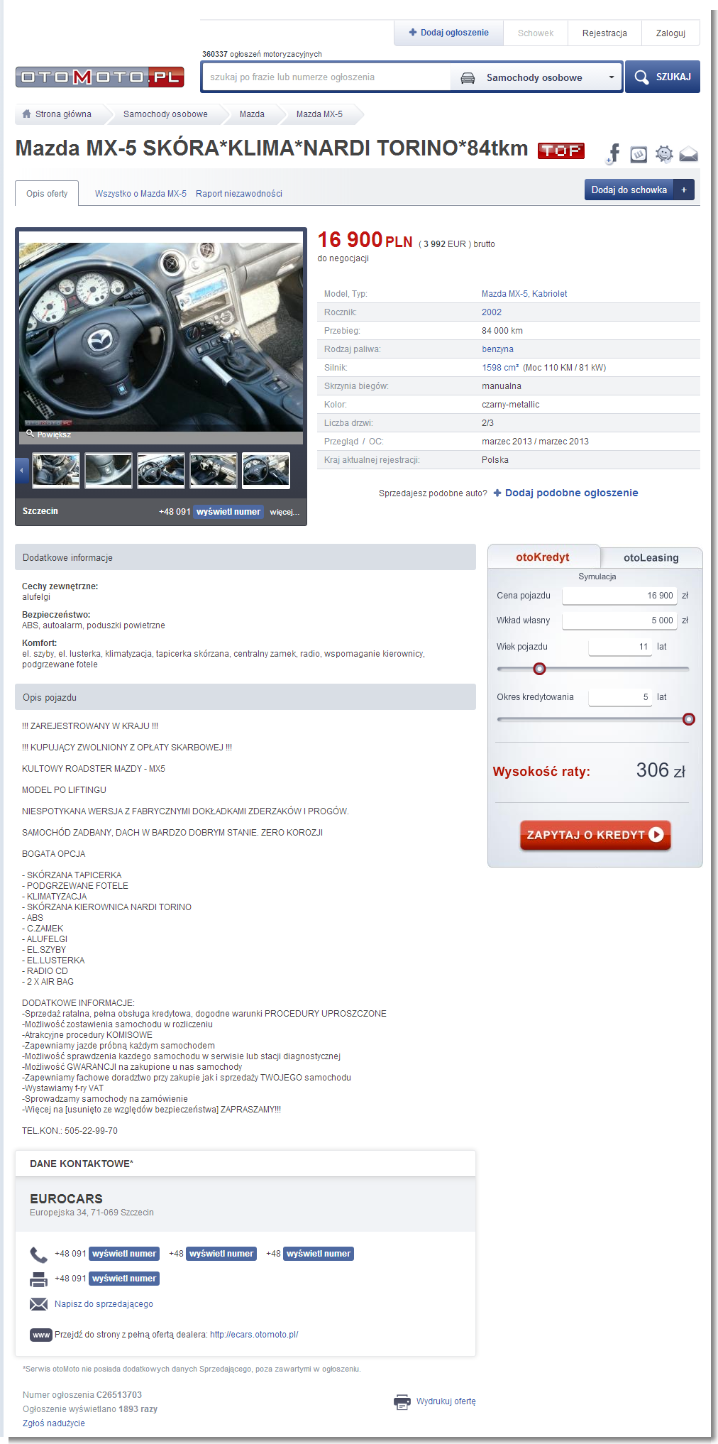 Mazda MX-5 16900.00 PLN. Szczecin - otoMoto.pl.png