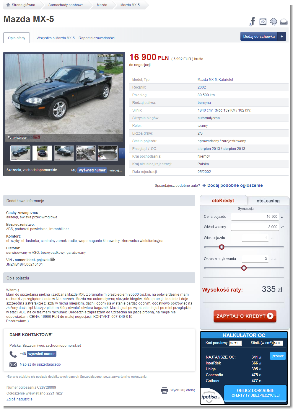 Mazda MX-5 16900.00 PLN. Szczecin - otoMoto.pl.png